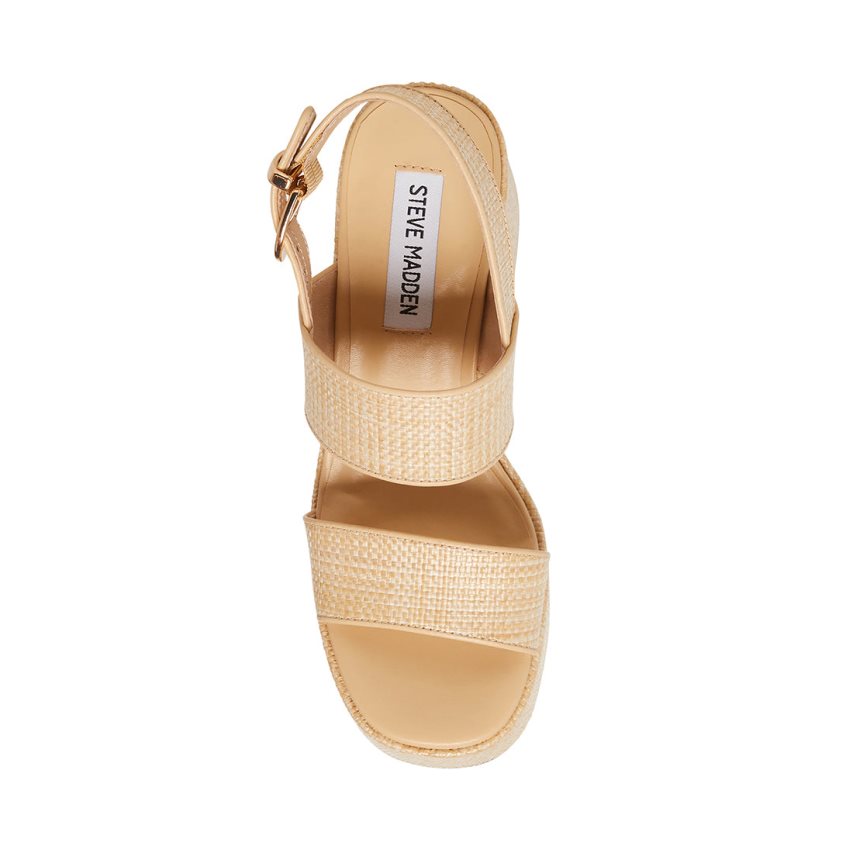 Sandalias de Plataforma Steve Madden Valory Natural Raffia Mujer Beige | ES SY136E